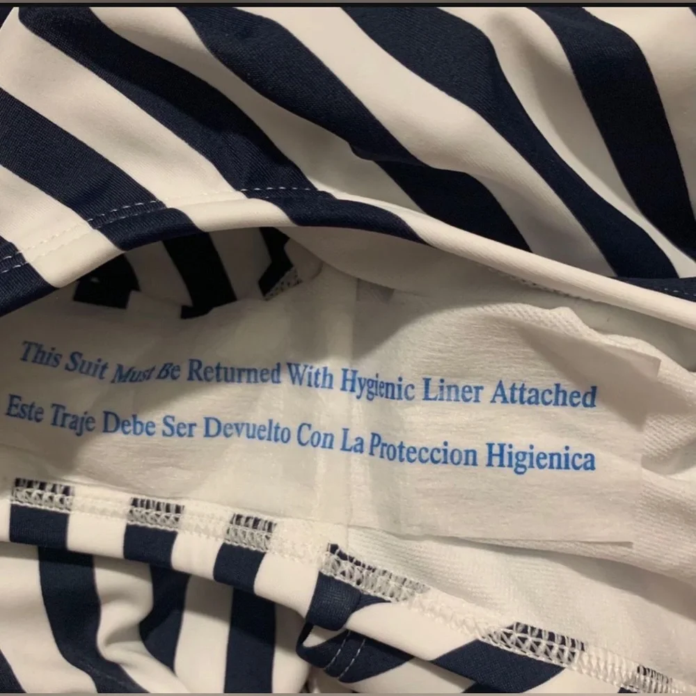 NEW Target women one piece white & navy blue stripe swimsuit swimwear size S - Picture 8 of 9